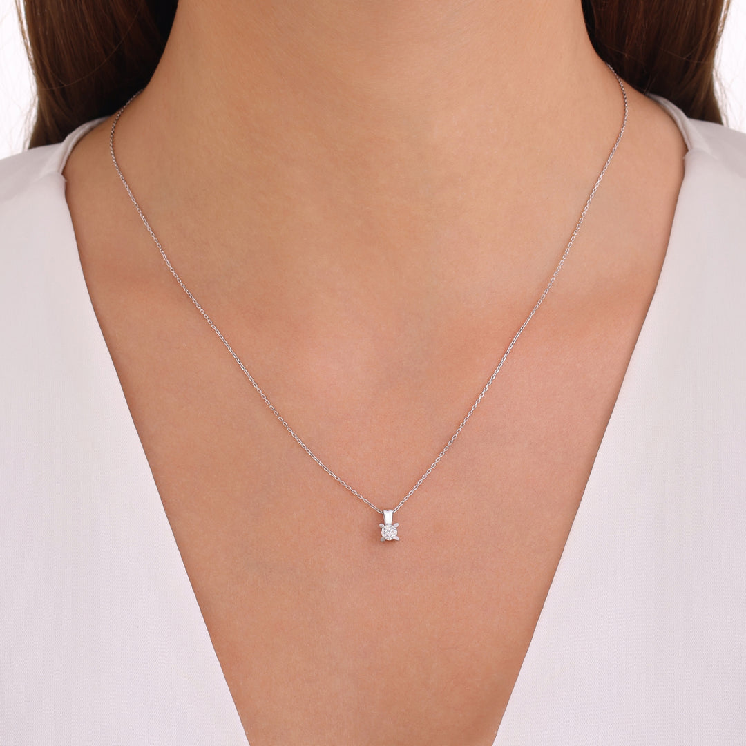 0.21 Karat EF SI Solitaire Diamond Necklace