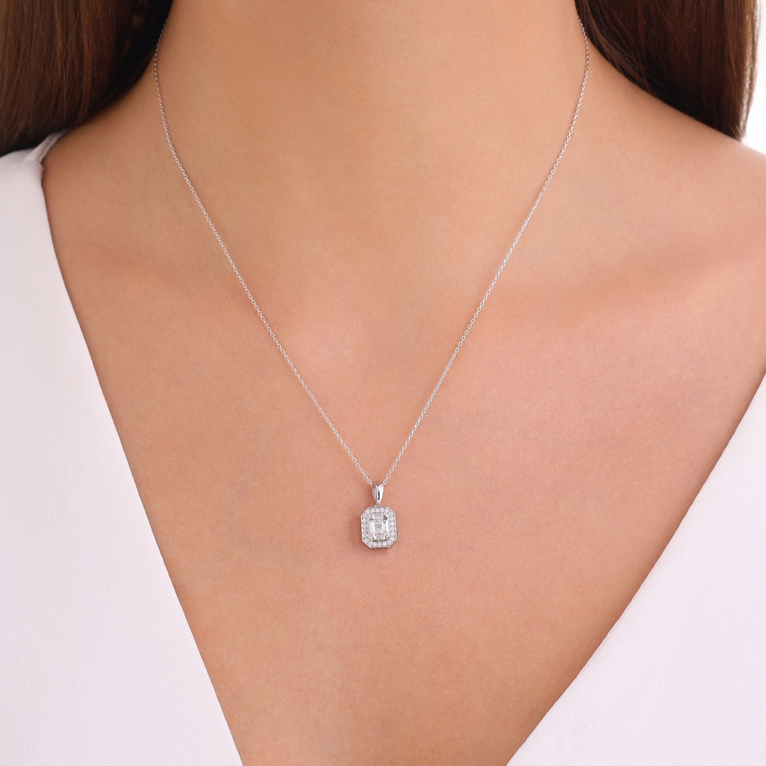 0.26 Karat Baguette Diamond Necklace