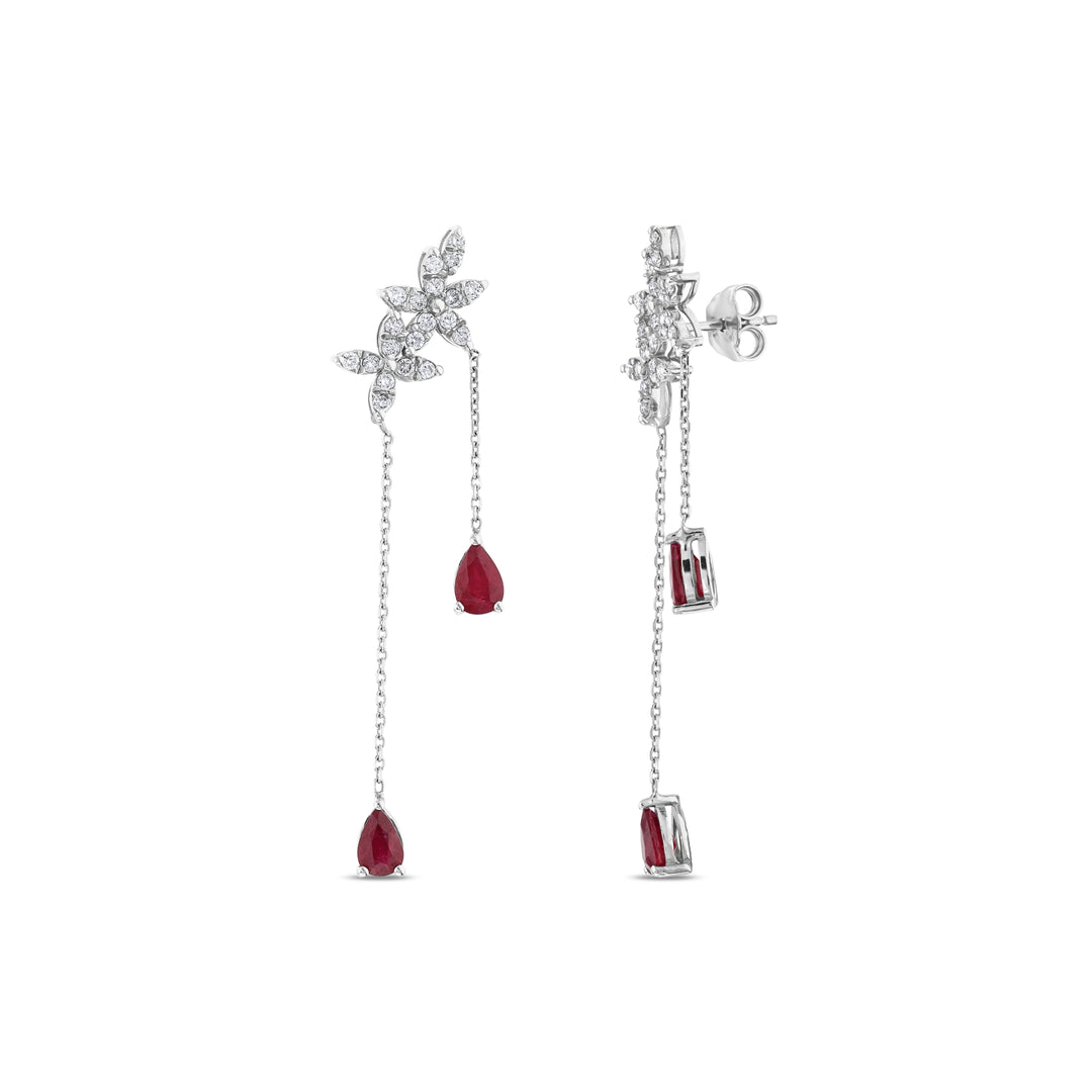 2.46 Karat Ruby Diamond Earrings