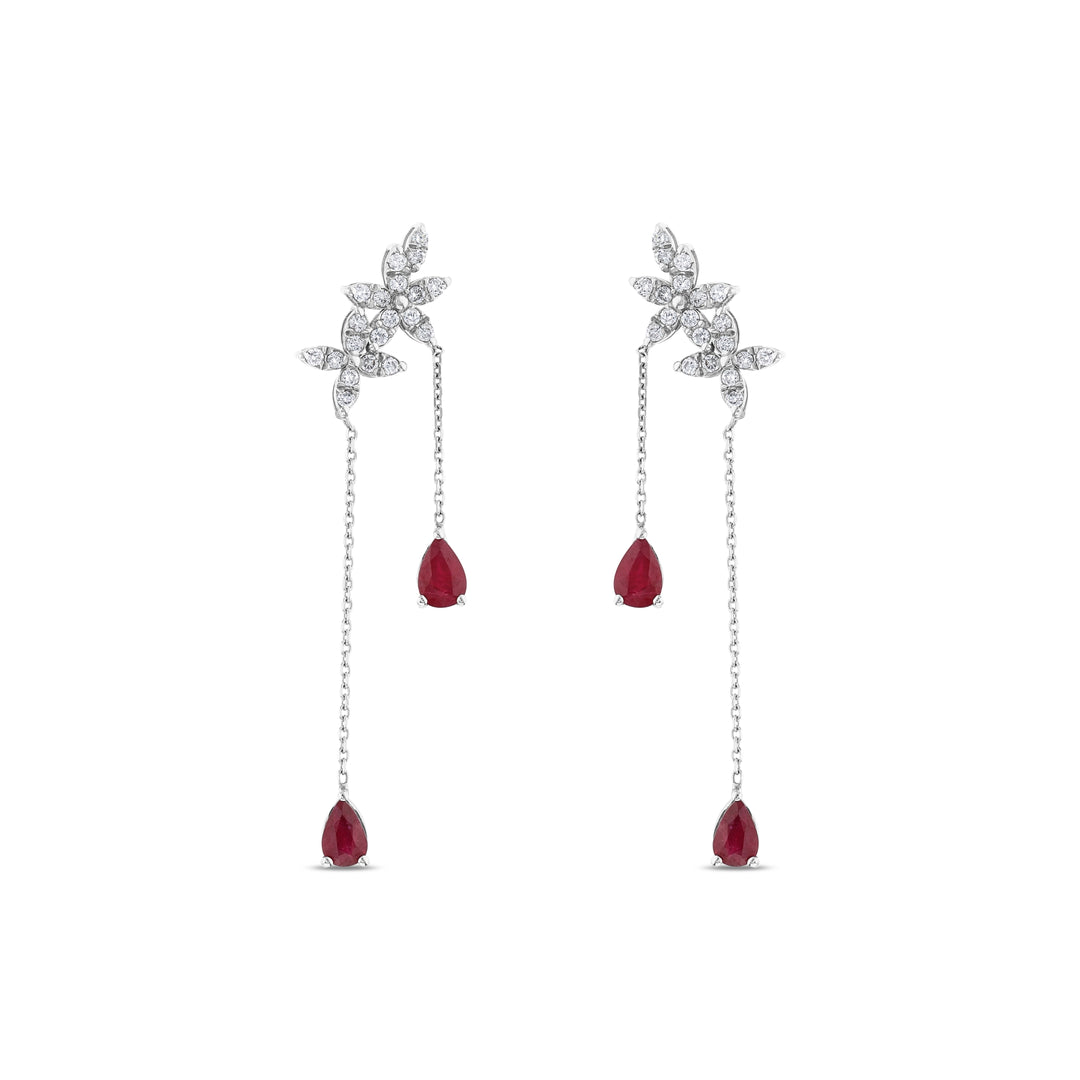 2.46 Karat Ruby Diamond Earrings