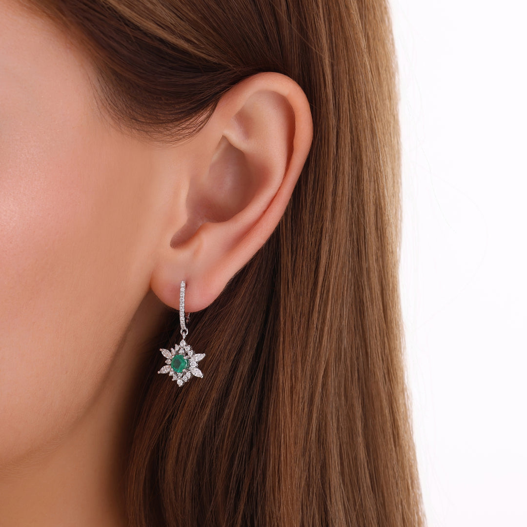 1.17 Karat Emerald Diamond Earrings