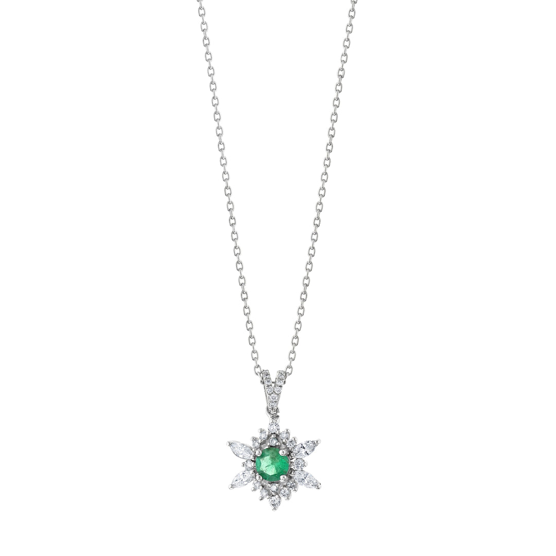 0.59 Karat Emerald Diamond Necklace