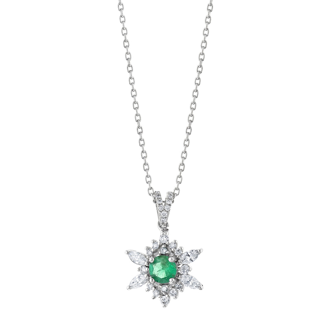 0.59 Karat Emerald Diamond Necklace