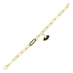 Load image into Gallery viewer, 14ct Black Enamel Motif Paperclip Design Gold Bracelet