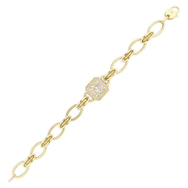 14ct Stone Set Avangart Design Gold Bracelet