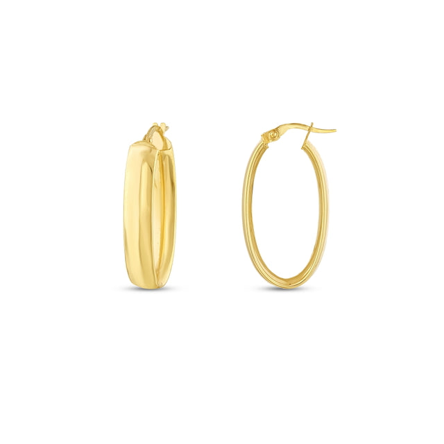 14ct Oval Hoop Gold Earrings