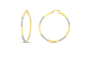14ct Two-Tone Sparkling Design Hoop Gold Earrings