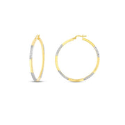 14ct Two-Tone Sparkling Design Hoop Gold Earrings