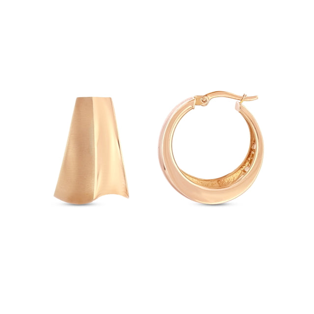 14ct Bomber Design Hoop Gold Earrings