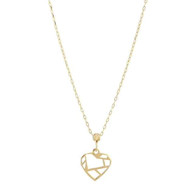 14ct Origami Design Heart Gold Necklace