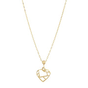 14ct Origami Design Heart Gold Necklace