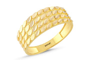 14ct Four Row Textured Design Gold Ring