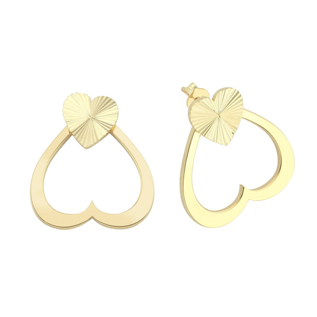 14ct Cift Kullanimli Heart Gold Earrings