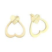 14ct Cift Kullanimli Heart Gold Earrings