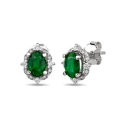 1.62 Karat Emerald Diamond Design Earrings