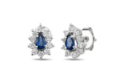 0.95 Karat Sapphire Diamond Halo Earrings