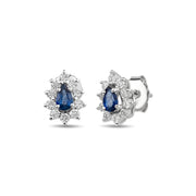 0.95 Karat Sapphire Diamond Halo Earrings