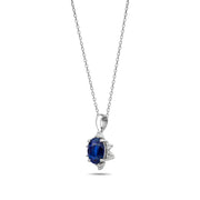 0.87 Karat Sapphire Diamond Halo Necklace