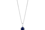 0.87 Karat Sapphire Diamond Halo Necklace
