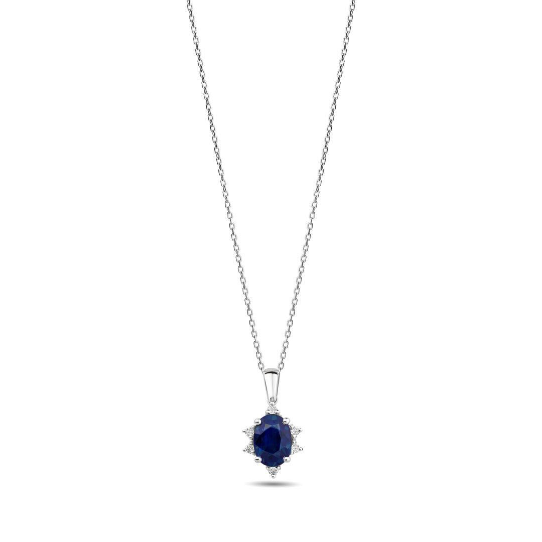 0.87 Karat Sapphire Diamond Halo Necklace