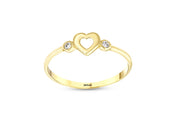 14ct Minimal Stone Set Heart Gold Ring