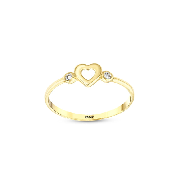 14ct Minimal Stone Set Heart Gold Ring