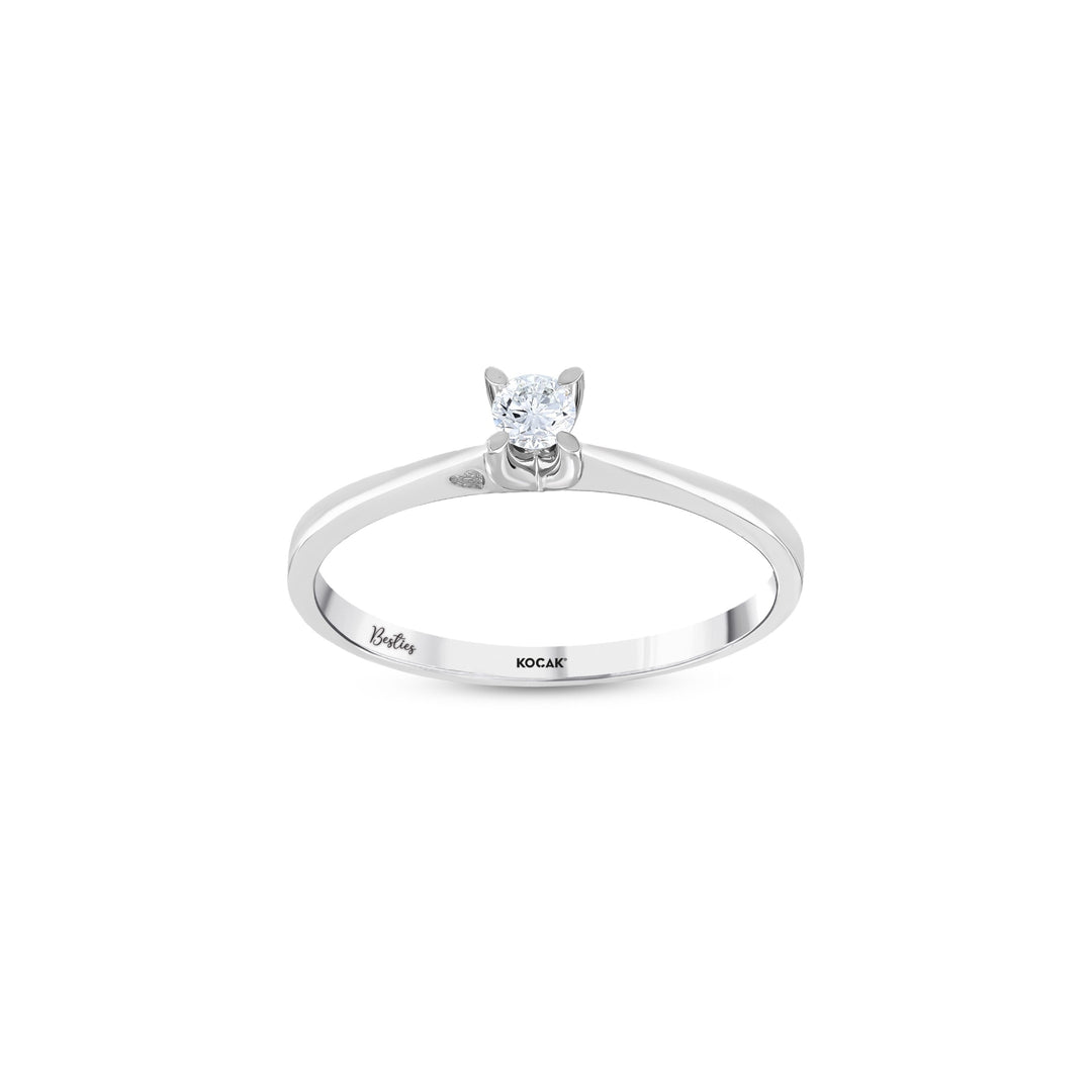 0.10 Karat Heart Detail Besties Solitaire Diamond Ring