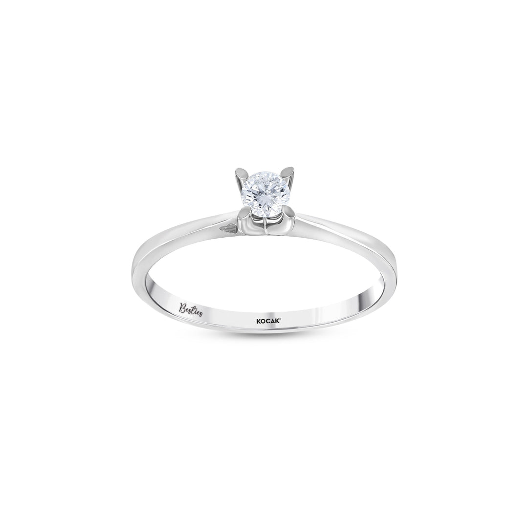 0.15 Karat Heart Detail Besties Solitaire Diamond Ring