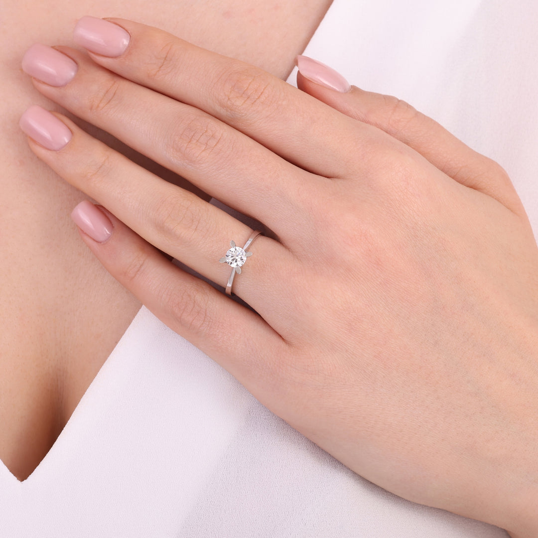0.60 Karat Heart Detail Besties Solitaire Diamond Ring