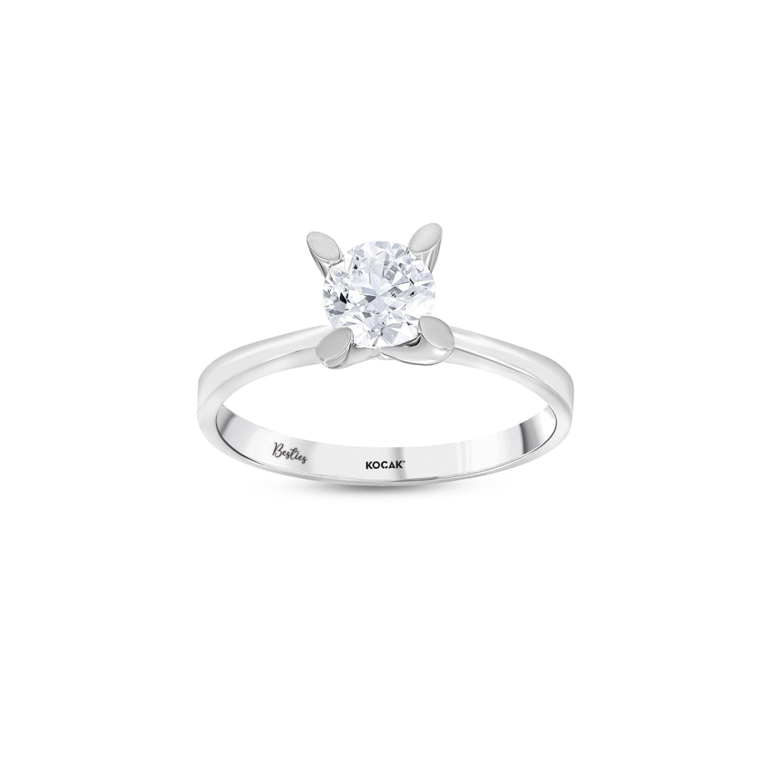 0.70 Karat Heart Detail Besties Solitaire Diamond Ring
