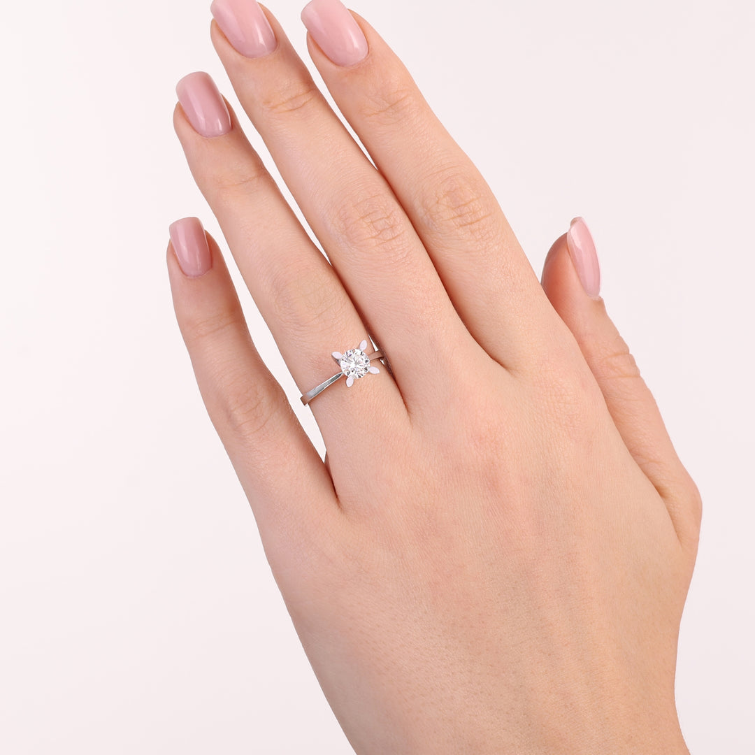 0.80 Karat Heart Detail Besties Solitaire Diamond Ring