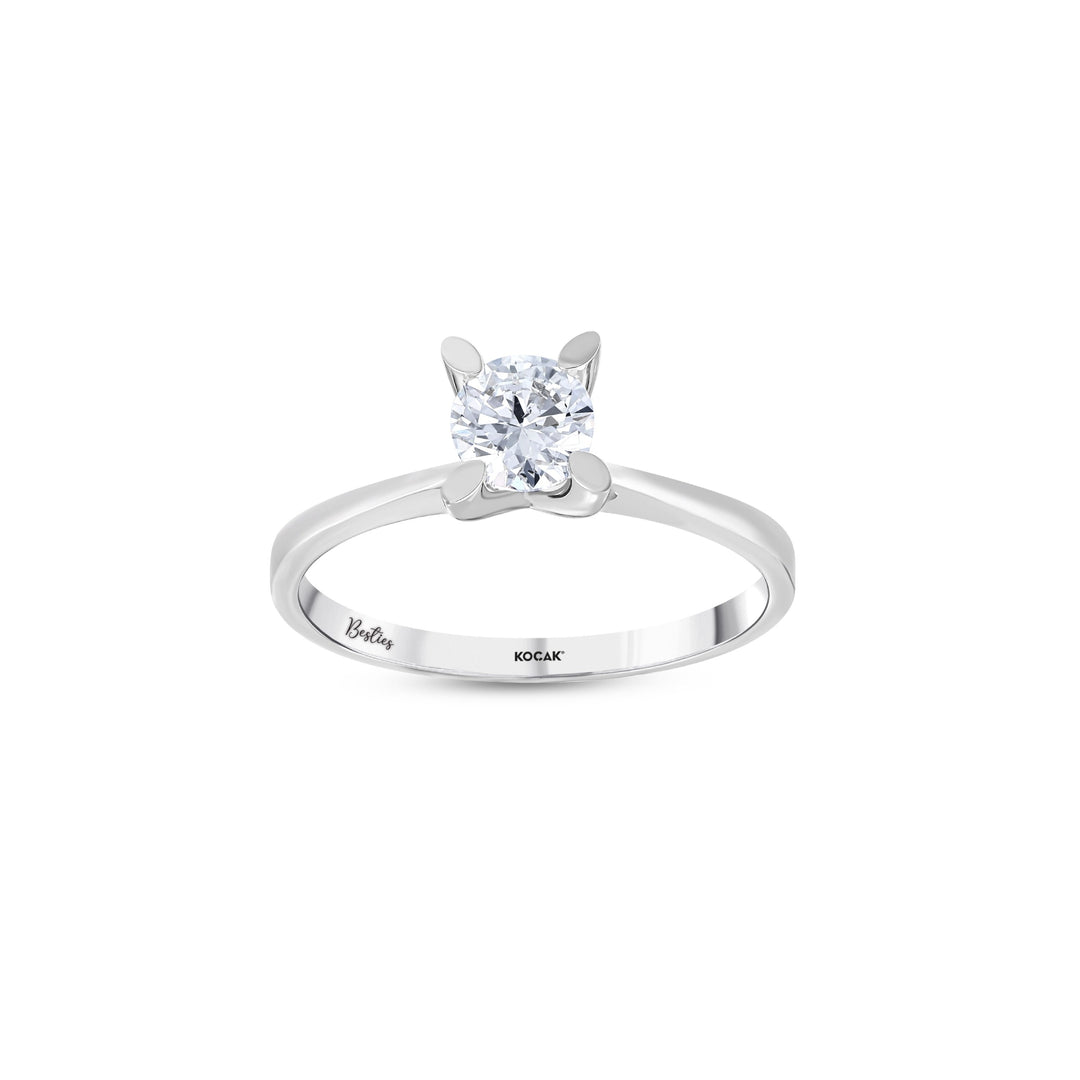 0.60 Karat Heart Detail Besties Solitaire Diamond Ring