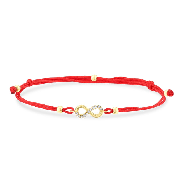 14ct Stone Set Design Infinity Gold Cord Bracelet