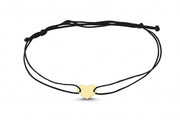 14ct Heart Motif Black Cord Gold Bracelet