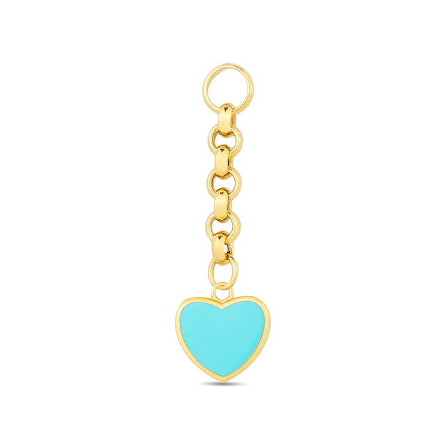 14ct Festie Blue Heart Design Gold Charm Pendant (Chain Not Included)