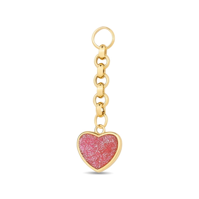14ct Festie Pink Heart Design Gold Charm Pendant (Chain Not Included)