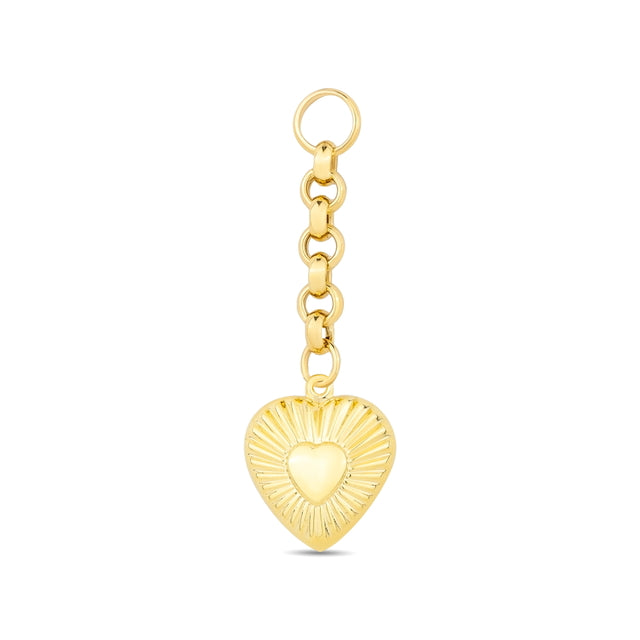 14ct Festie Sparkle Heart Design Gold Charm Pendant (Chain Not Included)