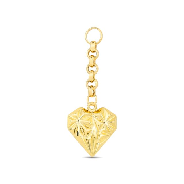 14ct Festie Floral Heart Design Gold Charm Pendant (Chain Not Included)