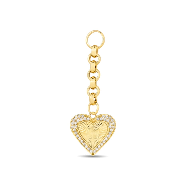 14ct Festie Stone Set Heart Design Gold Charm Pendant (Chain Not Included)