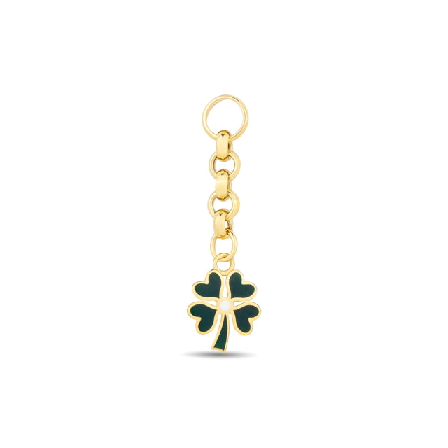 14ct Festie Green Clover Design Gold Charm Pendant (Chain Not Included)