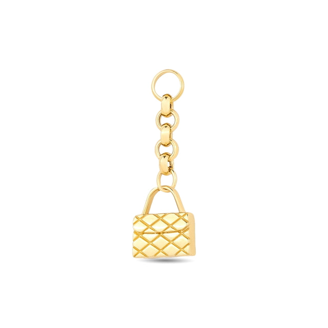 14ct Festie Patterned Design Handbag Gold Charm Pendant (Chain Not Included)