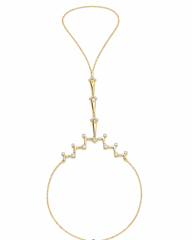 14ct Stone Set Design Gold Hand Chain Bracelet