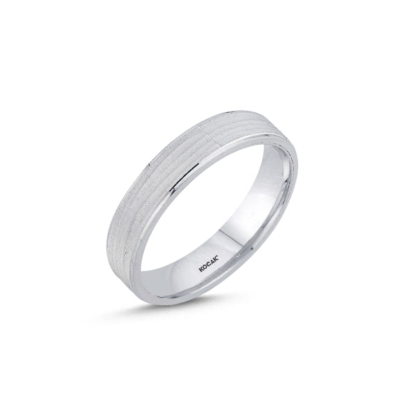 14ct 4,5mm White Gold Stone Set Wedding Ring