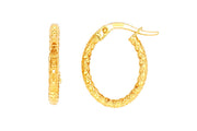 14ct Oval Design Isiltili Hoop Gold Earrings