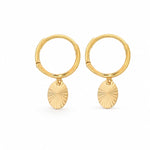 Load image into Gallery viewer, 14ct Drop Design Hoop Gold Earrings