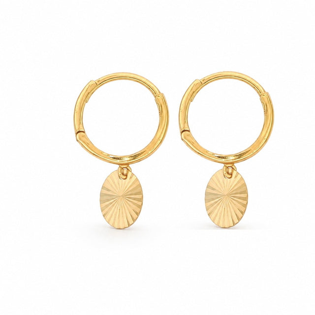 14ct Drop Design Hoop Gold Earrings