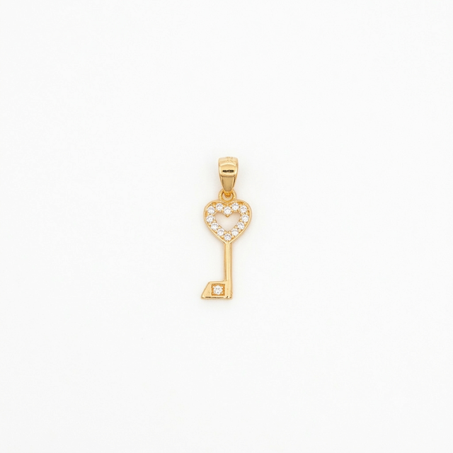 14ct Heart Key Gold Pendant (Chain Not Included)