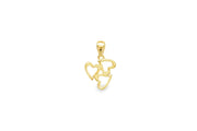 14ct Three Heart Gold Pendant (Chain Not Included)