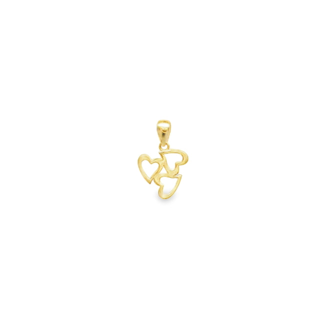 14ct Three Heart Gold Pendant (Chain Not Included)