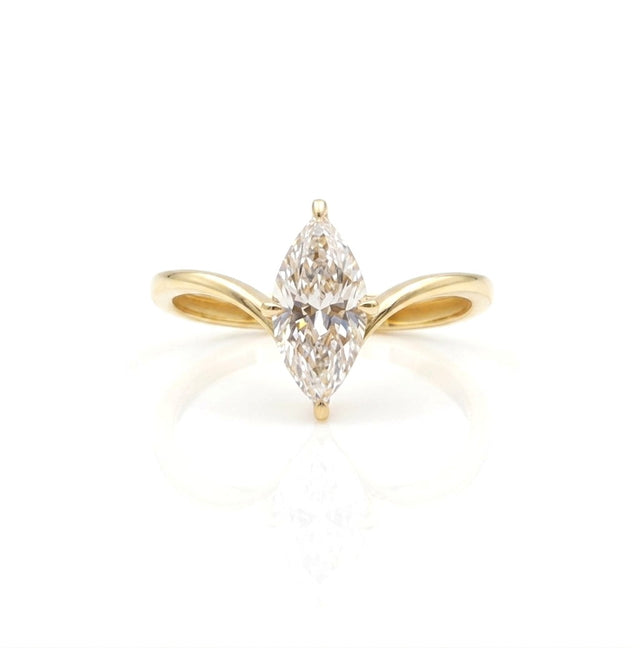 Marquise Cut Solitaire Gold Ring